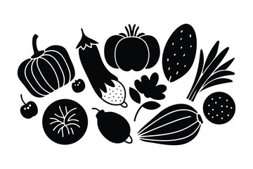 Vegetables and Salad Vector Bundle Healthy Organic Food Illustration