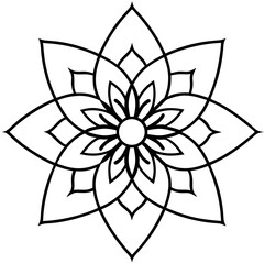 Detailed Botanical Mandala Line Art