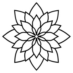 Boho Floral Mandala Outline Illustration