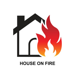 House on fire icon. Fire emergency and home safety isolated on background vector illustration.