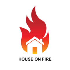 House on fire icon. Fire emergency and home safety isolated on background vector illustration.