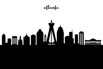 Atlanta Skyline Silhouette. Atlanta City. Black and White Silhouette of Atlanta City. Vector Design Isolated on White Background