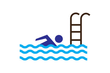 Swimming pool icon vector set. Simple thin line, outline illustration.