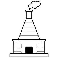 Chimney with Smoke line art vector