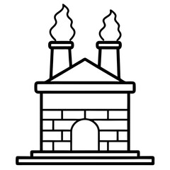 Chimney with Smoke line art vector