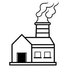 Chimney with Smoke line art vector