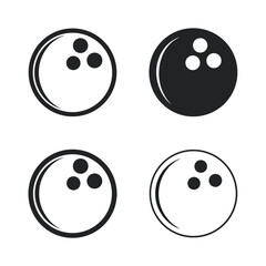 Four Bowling Ball Icons Black White Graphic Set vector