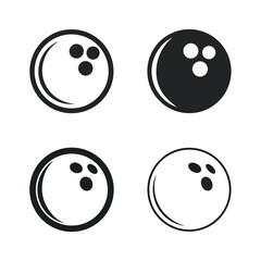 Four Bowling Ball Icons Black White Line Art Set vector