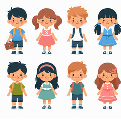 Premium Vector Collection of Cheerful Kids Character Icons for Education and Design Projects