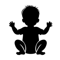 Premium Vector Collection of Adorable Toddler Silhouette Icons for Nursery and Design Projects