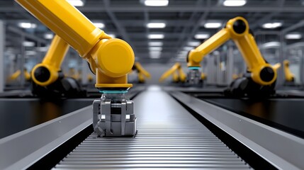 High-tech factory assembly line with advanced