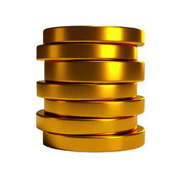 Golden coins stacked business context 3d render digital environment eye-level view