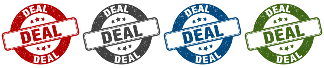 deal stamp. deal round stamp set isolated on white background