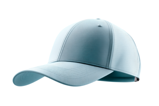 Light blue cap with curved brim and structured design for casual wear
