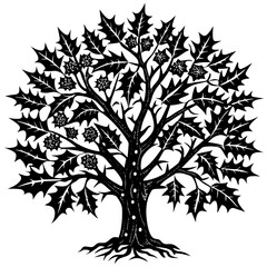 black and white tree