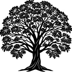 black and white tree