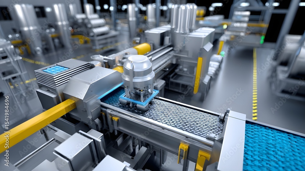 Poster automated factory floor processing raw materials