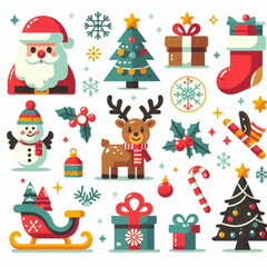 A collection of Christmasthemed cartoon vector graphics