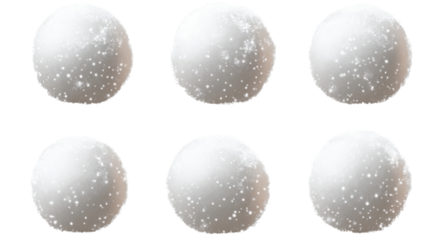 set of snowballs visual effect on white background