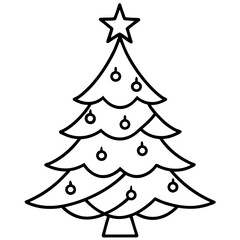 Christmas Tree line art vector