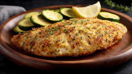 ハーブ香る白身魚の香草焼きとズッキーニのソテー