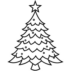 Christmas Tree line art vector