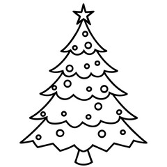 Christmas Tree line art vector