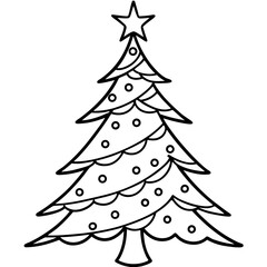Christmas Tree line art vector