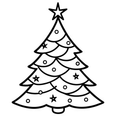 Christmas Tree line art vector