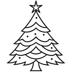 Christmas Tree line art vector