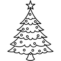 Christmas Tree line art vector