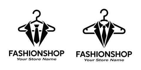 Fototapeta premium Formal Wear and Apparel Brand Icon, Simple black logo template On White Background