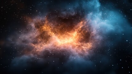 Fototapeta premium An awe-inspiring cosmic nebula bursts with vibrant colors against the backdrop of a starry universe, symbolizing the vastness and mystery of space.