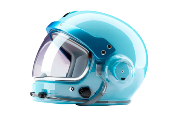 Unique transparent blue astronaut helmet for space exploration