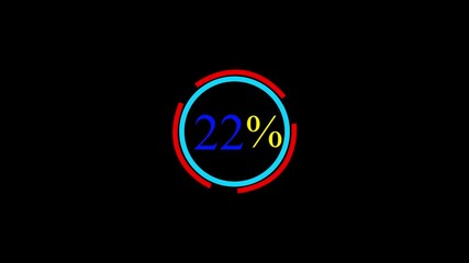 Neon vertical glowing 22 percent sign black background animation.
