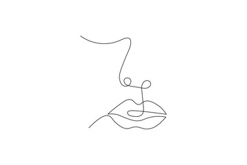 Continuous single line art and drawing of lips outline vector illustration
