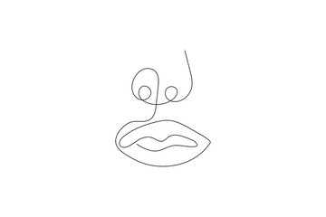 Continuous single line art and drawing of lips outline vector illustration
