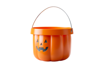 Halloween pumpkin bucket for trick or treating in autumn season