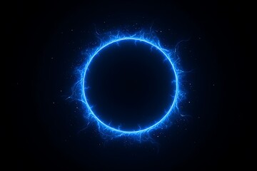 Obraz premium Natural Wooden Circle Displayed on Illuminated Pedestal Surrounded by Lush Greenery