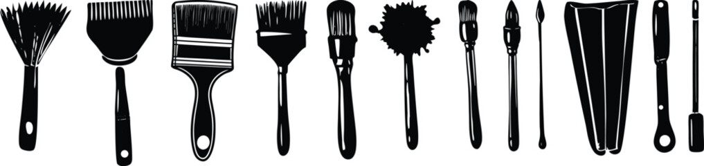 Brush strokes, grunge design elements on a white backround .