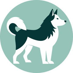 Yakutian Laika silhouette vector icon 