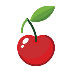 Cherry vector icon with leaf