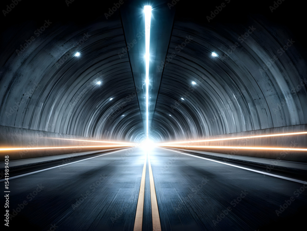 Poster a dynamic view of a tunnel with bright lights, symbolizing speed and the journey ahead.