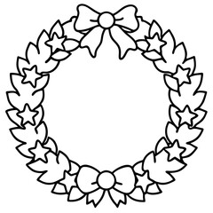 Christmas Wreath line art icon vector