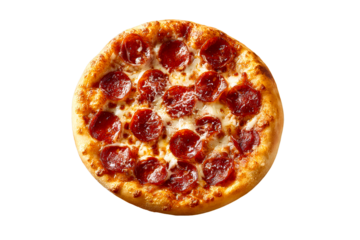 Delicious pepperoni pizza on a transparent background ready to enjoy