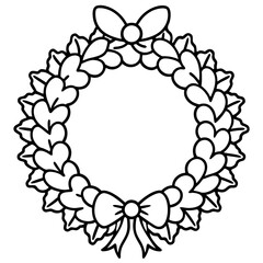 Christmas Wreath line art icon vector