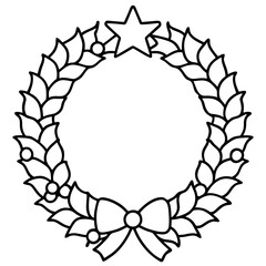 Christmas Wreath line art icon vector