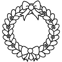 Christmas Wreath line art icon vector