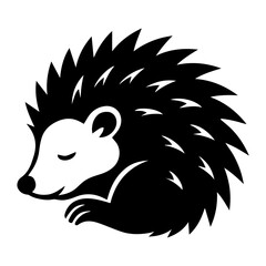 Hedgehog vector illustration black and white sleeping animal graphic design cute wildlife nature forest mammal art