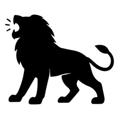 Black lion roaring silhouette vector illustration for logo design and graphic resources image asset
